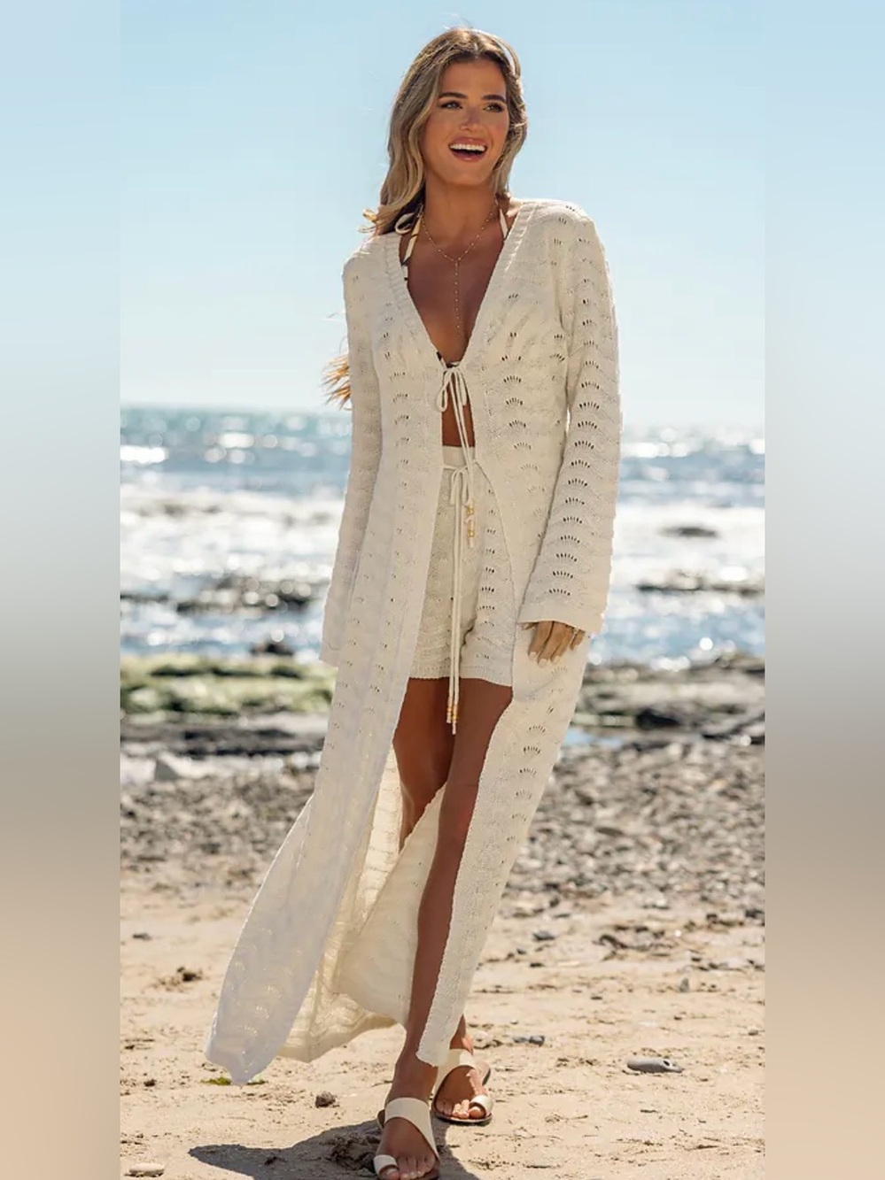 Cupshe x JoJo Belle Tie Front Kimono Cover-Up